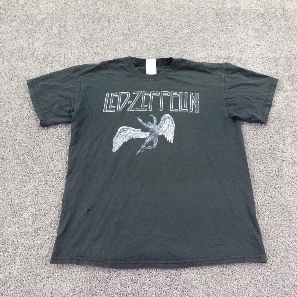 Gildan Led Zeppelin T Shirt Mens Medium Black Vintage Swan Song Icarus Rock Band
